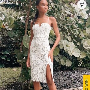 Amazing Allure White Crochet Lace Bodycon Midi Dress